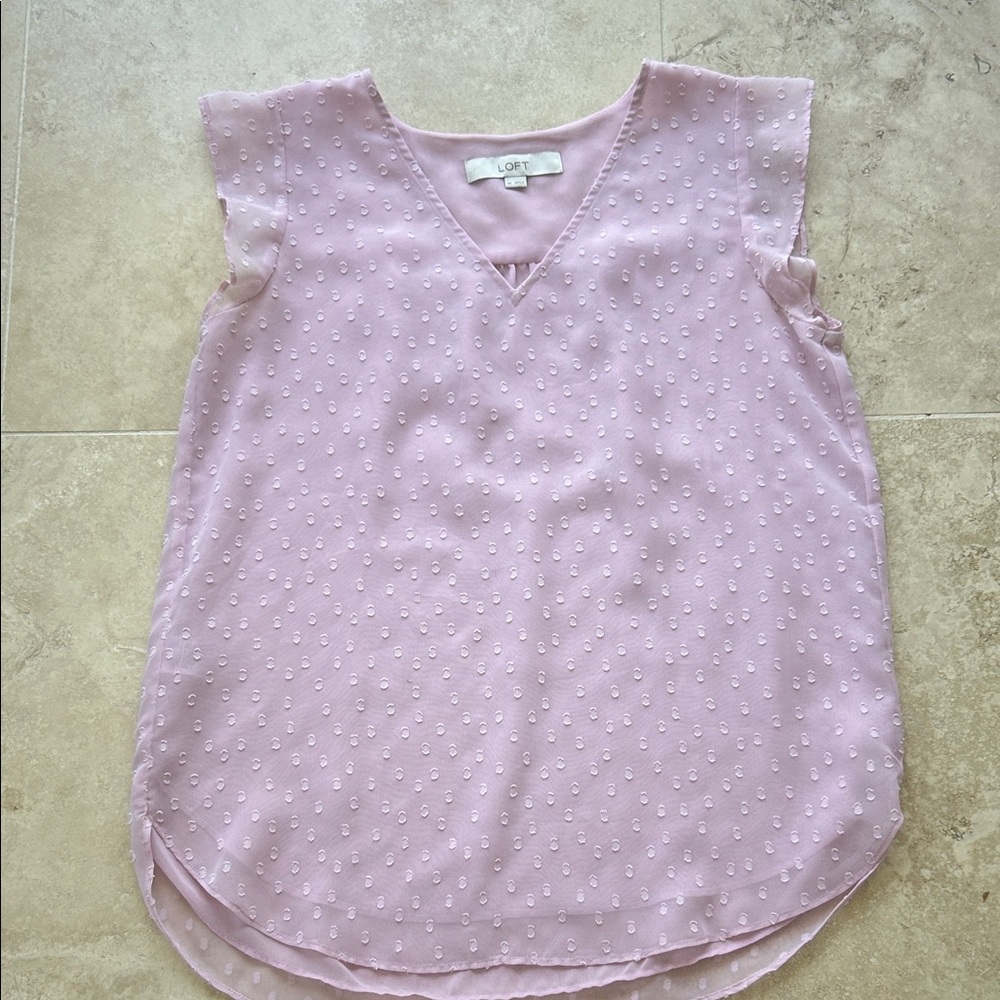 LOFT Women's Pink Textured Cap Sleeve Blouse